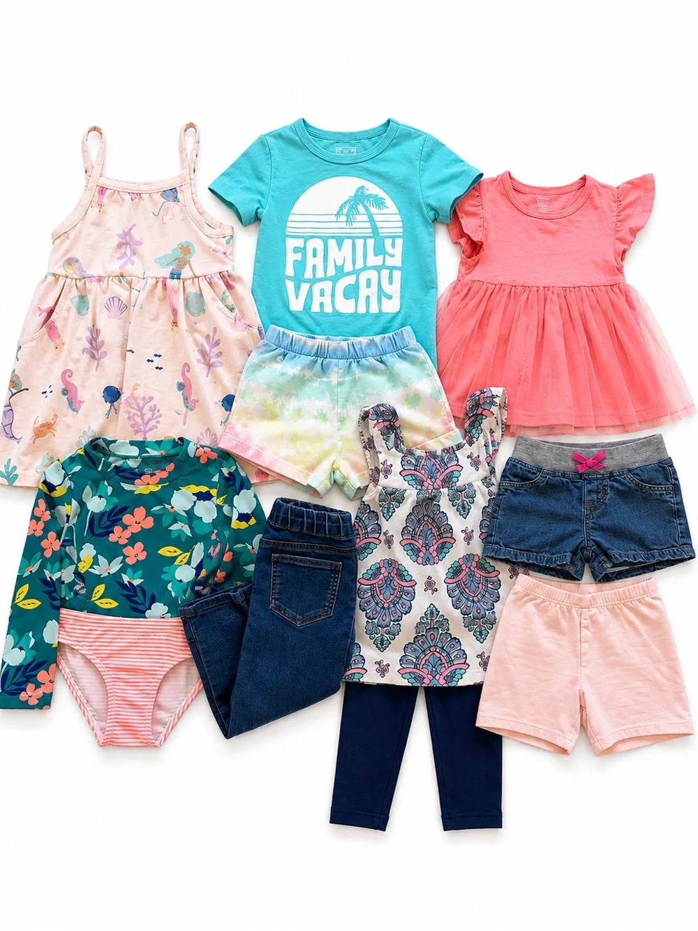 Toddler girls Clothing Bundle Summer outfits, dress, tops, shorts, pants swim 2T